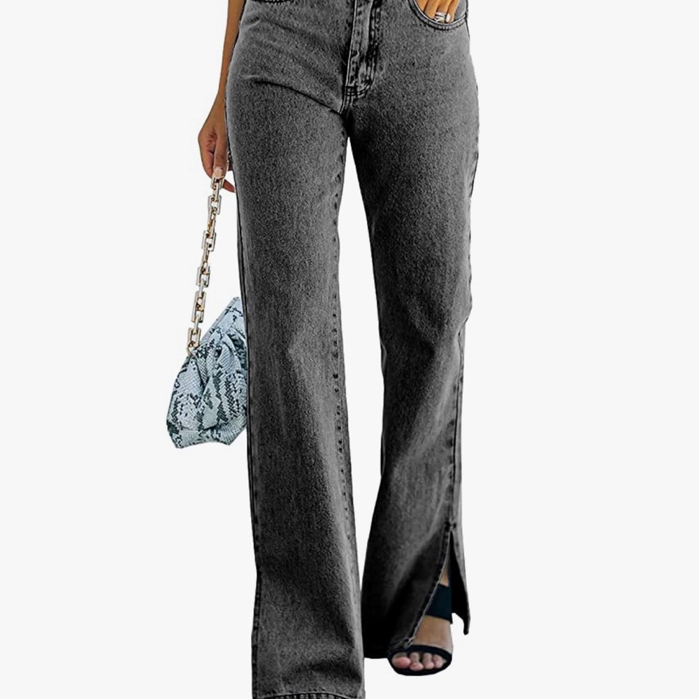 Black High rise, wide leg boyfriend jeans